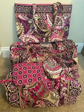 Vera Bradley Very Berry Travel Bag Set - RETIRED COLOR